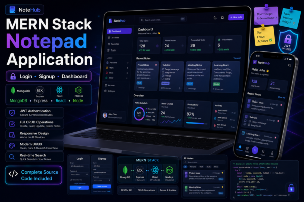MERN Stack Notepad Application with Login Signup Dashboard Source Code