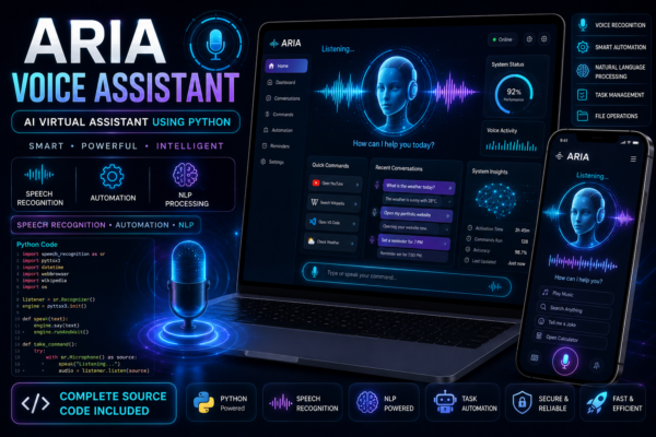 ARIA Voice Assistant Using Python Source Code | AI Virtual Assistant Project