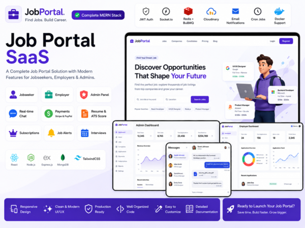 MERN Stack Job Portal Source Code with Admin Panel, Payments & Real-Time Chat